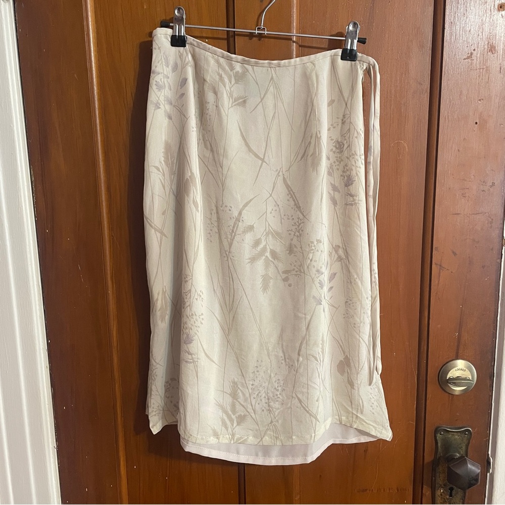 Tan and White Midi Pencil Skirt for Work